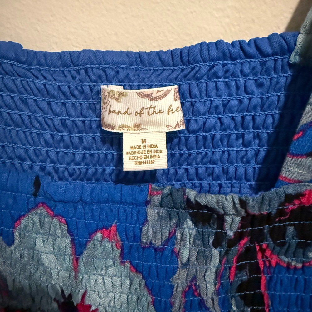 Excellent Band Of The Free Soria Floral Mini Boho Dress Lapis Blue Slate M - Picture 3 of 8